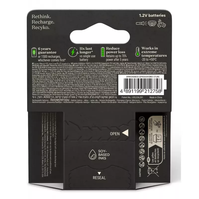 GP Batteries ReCyko Pro GPRCP80AAA174C4 ladattava AAA-paristo, NiMH, 800 mAh, 1,2 V, 4 kpl
