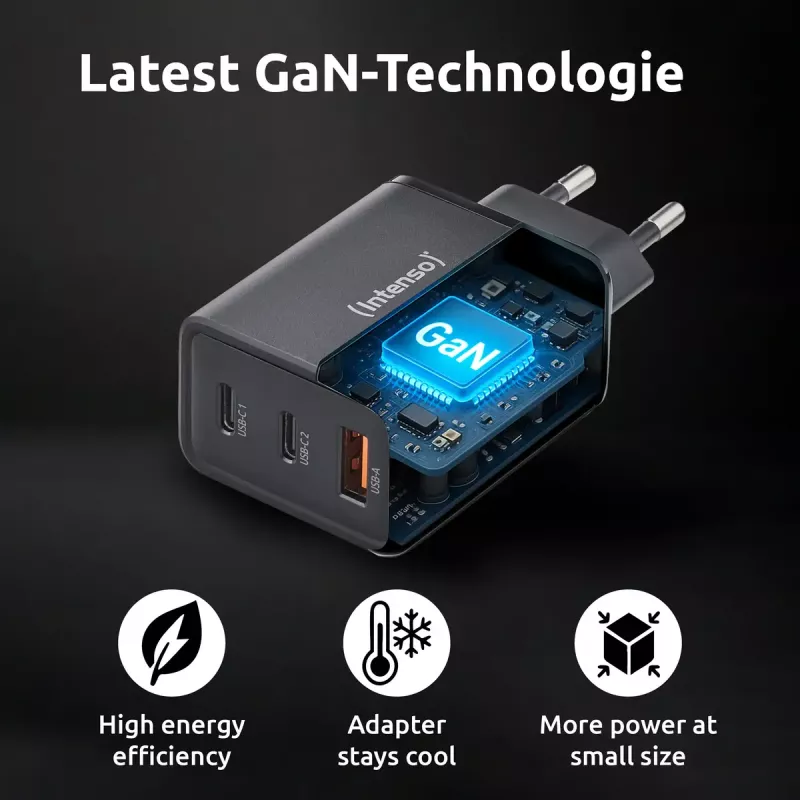 Virtalähde Intenso W65ACC USB-A- ja USB-C-liitännät musta