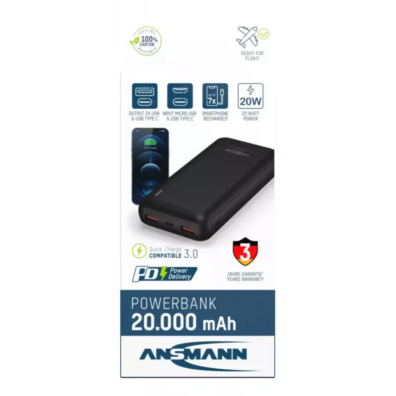 Kannettava varavirtalähde Ansmann PB320PD 20000 mAh
