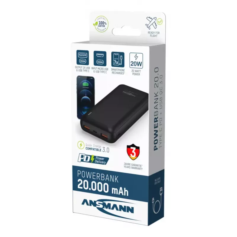 Kannettava varavirtalähde Ansmann PB320PD 20000 mAh