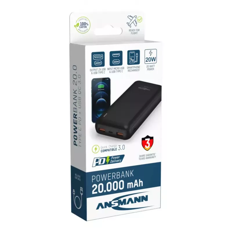 Kannettava varavirtalähde Ansmann PB320PD 20000 mAh