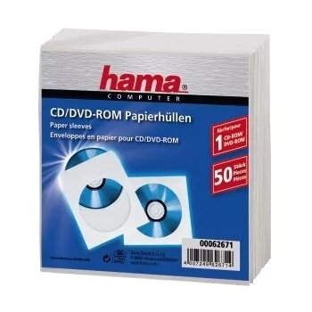 Hama CD-ROM-paperikotelot 50, valkoinen 50 levyä