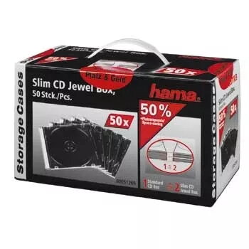 Hama 51269 ohut CD jewel case 50 kpl:n pakkaus 1 levy läpinäkyvä