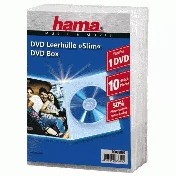 Hama DVD jewel case, ohut 10, läpinäkyvä 10 levyä