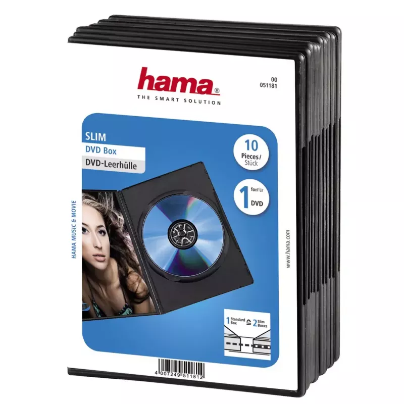 Hama 51181 ohut DVD-kotelo musta 1 levy