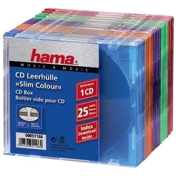 Hama ohut CD-kotelo 25 kpl:n pakkaus, värillinen 1 levy monivärinen