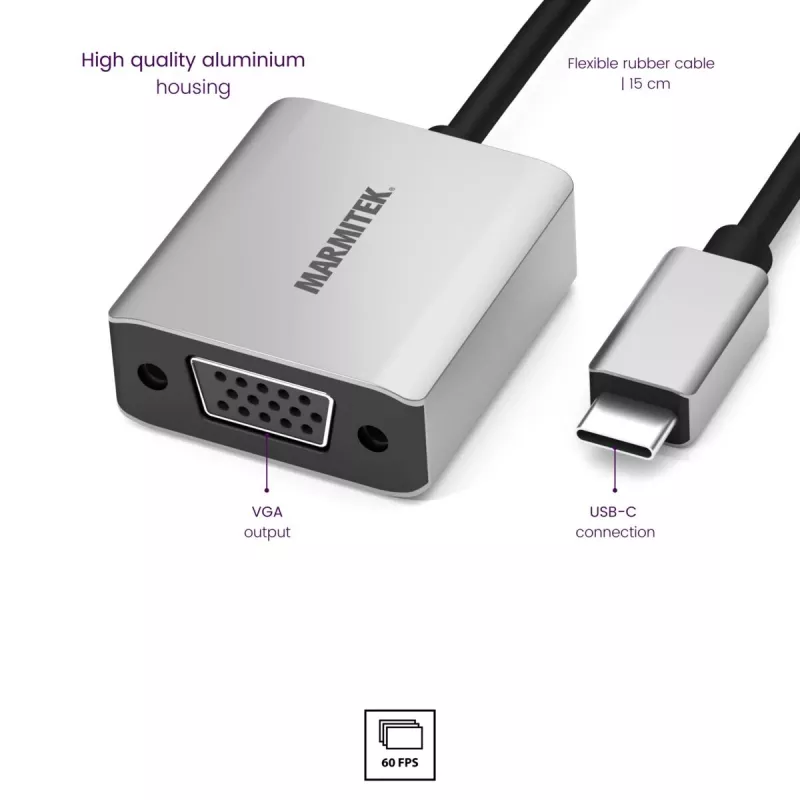 Marmitek Connect USB C to VGA - USB-C–VGA-adapteri