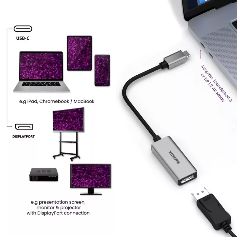 USB-C–DisplayPort-adapteri Marmitek 8371 4K 60Hz