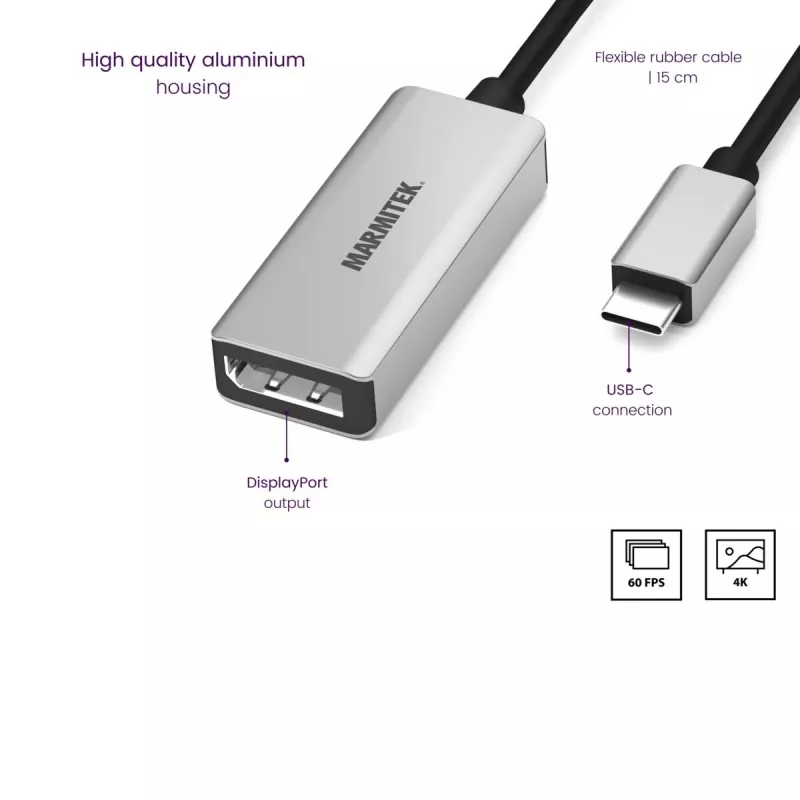 USB-C–DisplayPort-adapteri Marmitek 8371 4K 60Hz