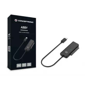 Conceptronic ABBY USB-C–SATA-adapteri, musta, Kiina, 32 mm, 12 mm, 65 mm, 22 g