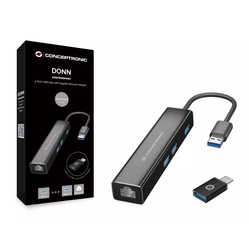 Conceptronic DONN07BA USB 3.2 Gen 1 (3.1 Gen 1) Type-A musta