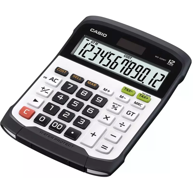 Finanssilaskin Casio WD-320MT pöytämalli 12-numeroinen musta valkoinen