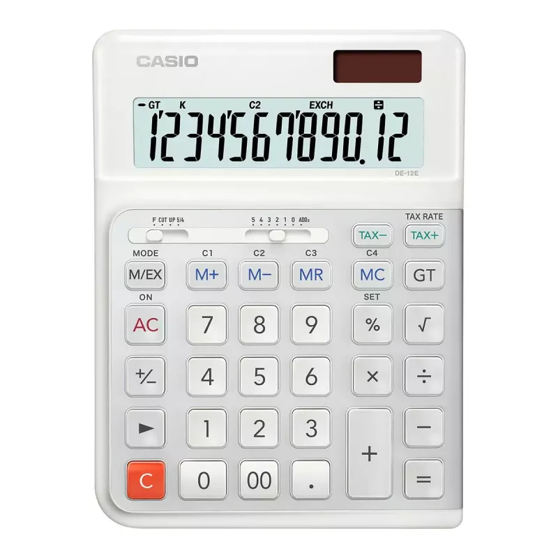 Pöytälaskin Casio DE-12E-WE peruslaskin 12-numeroinen valkoinen