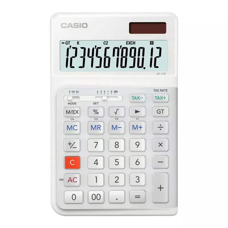Peruslaskin Casio JE-12E-WE pöytälaskin 12-numeroinen valkoinen