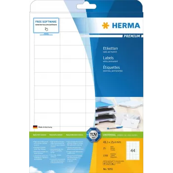 HERMA Premium -tarrat A4 48,3x25,4 mm 1100 kpl