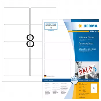 Irrotettavat tarrat HERMA 10308 A4 96x63,5 mm valkoinen