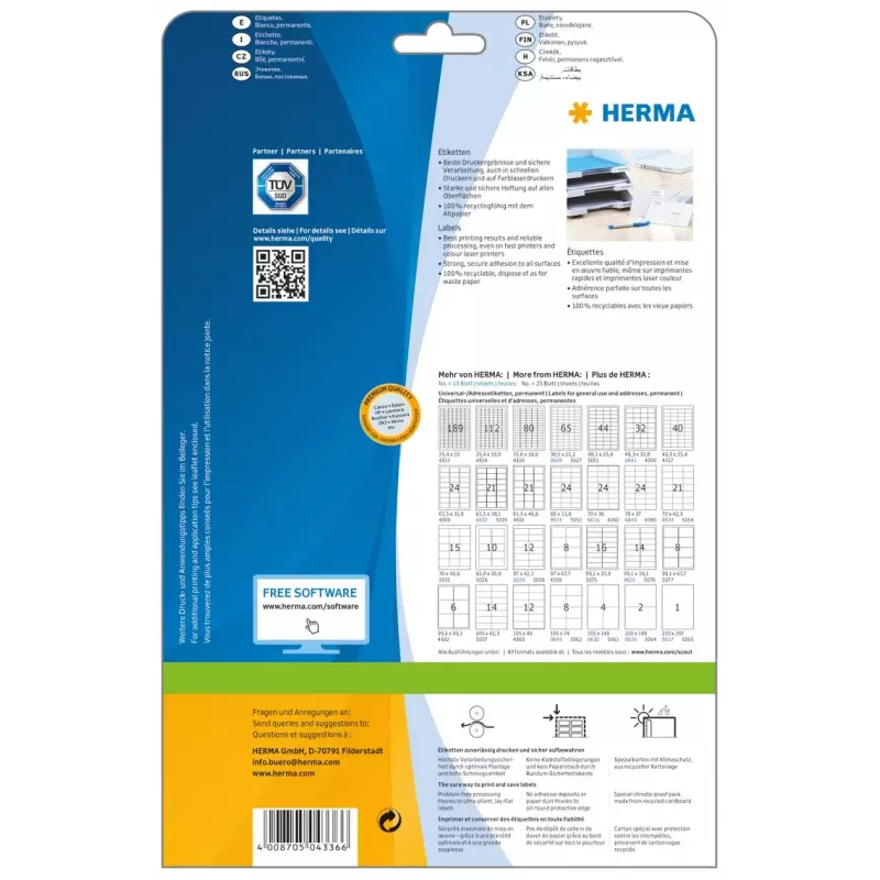 Itseliimautuvat tulostetarrat HERMA Labels Premium A4 35,6x16,9 mm