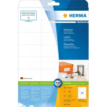 Itseliimautuvat tulostetarrat HERMA Labels Premium A4 70x37 mm