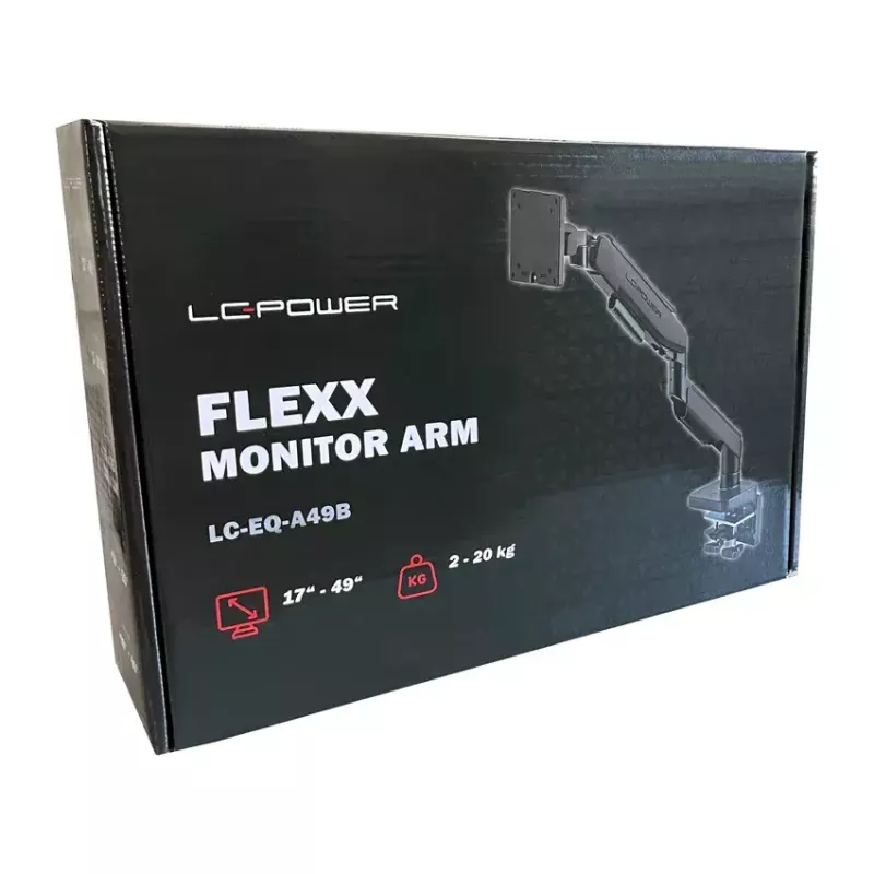 Näyttöteline LC-Power LC-EQ-A49B 124,5 cm musta puristin 20 kg