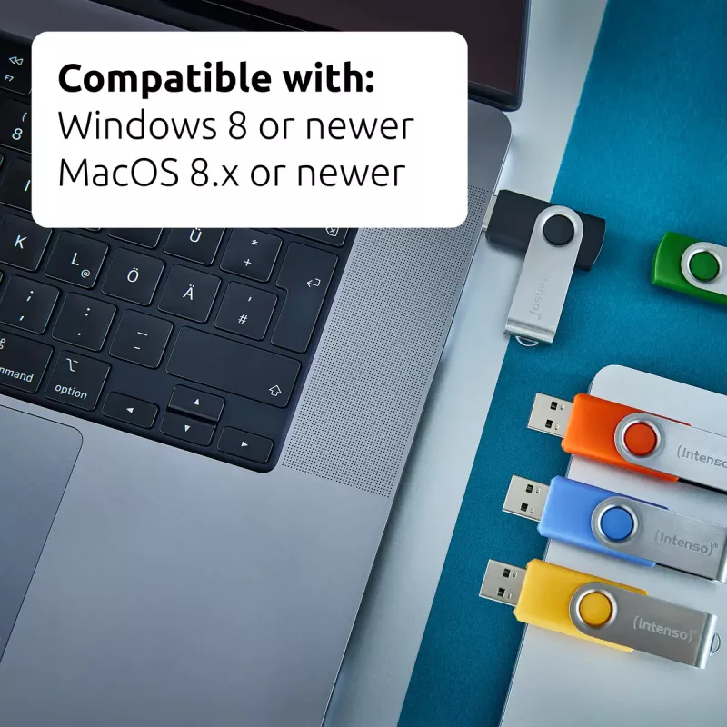 INTENSO Office Line USB-muistitikku monipakkaus 5×64 GB, USB-A, USB 3.2 Gen 1, Swivel, monivärinen