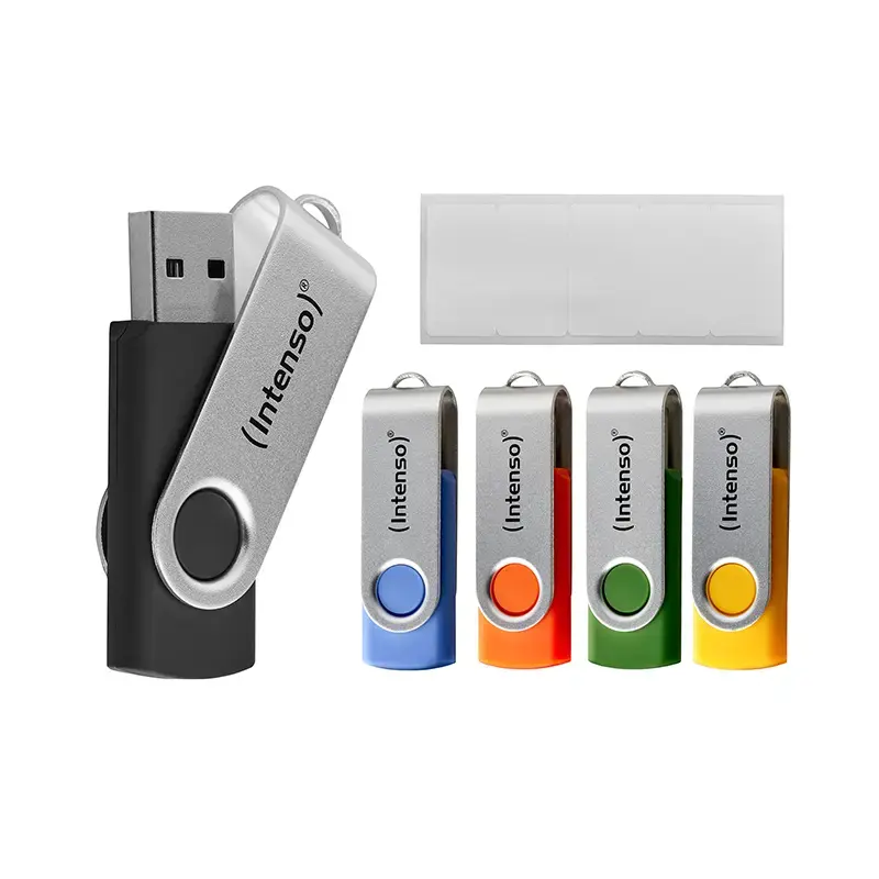 INTENSO Office Line USB-muistitikku monipakkaus 5×64 GB, USB-A, USB 3.2 Gen 1, Swivel, monivärinen