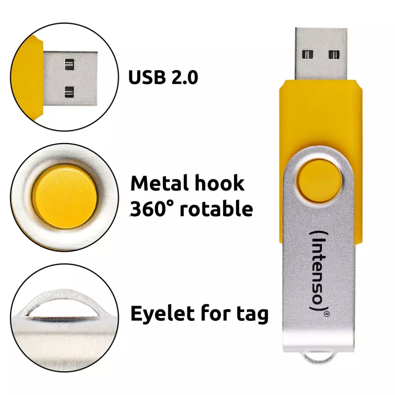 INTENSO Office Line USB-muistitikku monipakkaus 5×64 GB, USB-A, USB 3.2 Gen 1, Swivel, monivärinen