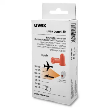 uvex com4-fit kertakäyttöiset korvatulpat 33 dB, 15 paria (2112131)