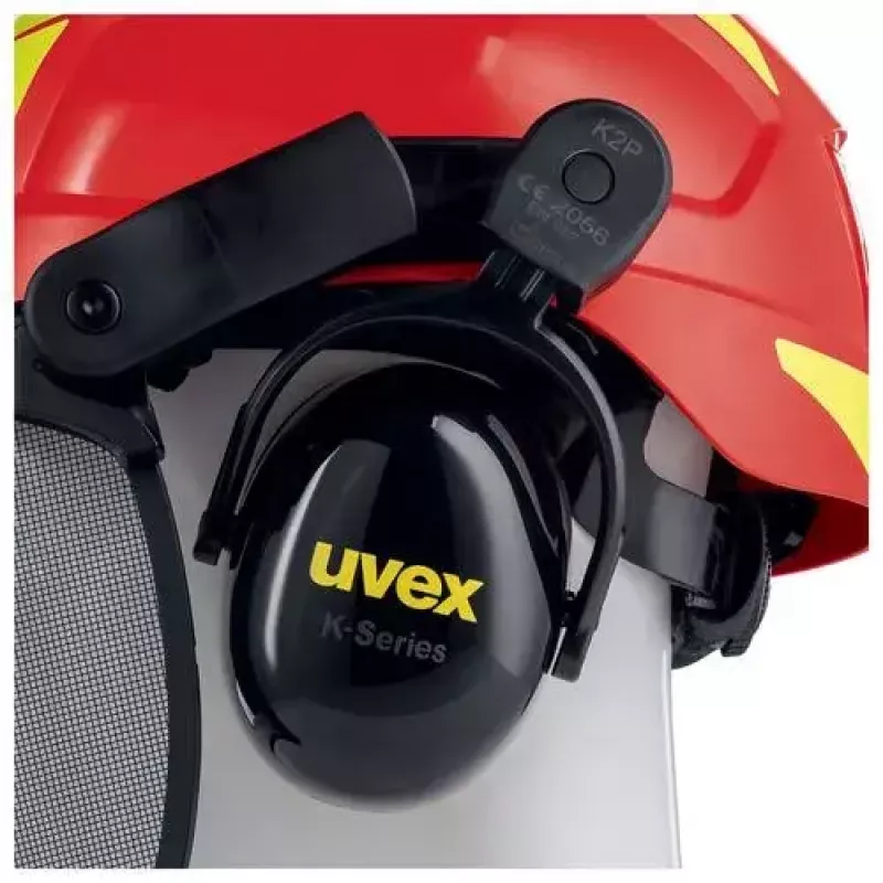Turvapäähine Uvex 9774238 suuritiheyspolyeteeni HDPE punainen keltainen