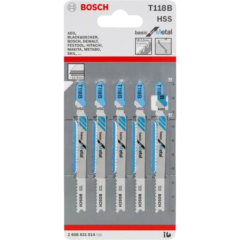Pistosahanterä Bosch T 118 B pikateräs HSS 5 kpl