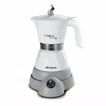 Ariete 1358 Moka Aroma – sähköinen mokapannu 2/4 kupille – langaton alusta – automaattinen virrankatkaisu – lämmönpito 30 min – 400 W – valkoinen