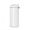 Touch Bin Brabantia 30L pyöreä muovi ruostumaton teräs valkoinen