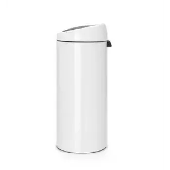 Touch Bin Brabantia 30L pyöreä muovi ruostumaton teräs valkoinen