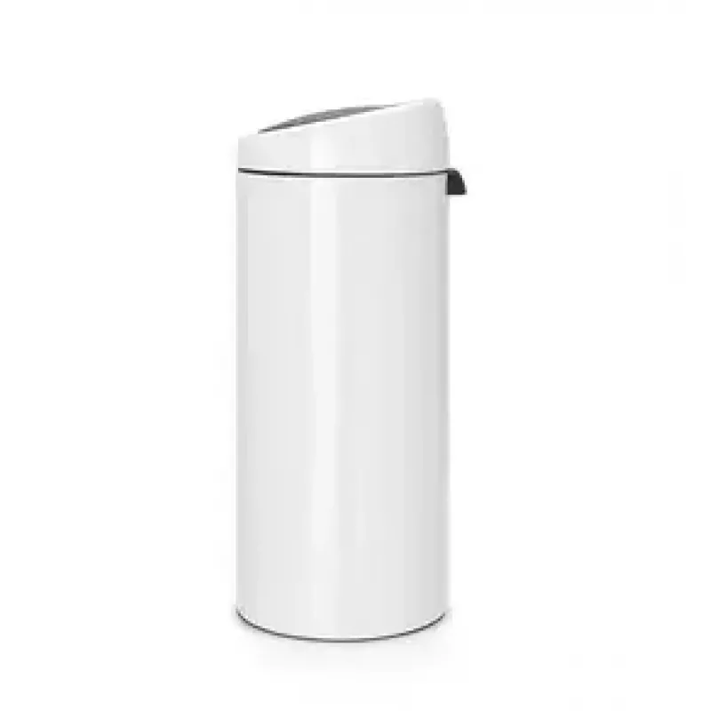 Touch Bin Brabantia 30L pyöreä muovi ruostumaton teräs valkoinen