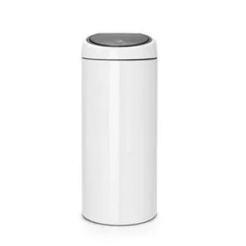 Touch Bin Brabantia 30L pyöreä muovi ruostumaton teräs valkoinen