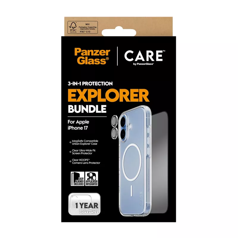PanzerGlass CARE 3-in-1 Flagship Explorer -sarja iPhone 17 naarmu- ja iskunkestävä