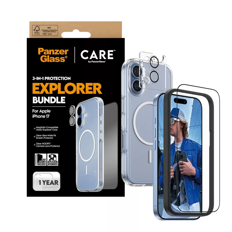 PanzerGlass CARE 3-in-1 Flagship Explorer -sarja iPhone 17 naarmu- ja iskunkestävä