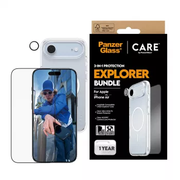 Näytönsuojasarja PanzerGlass 3-in-1 Explorer Set CR66372 iPhone 17 Air (karkaistu lasi, kameransuojus, puhdistustyökalut)