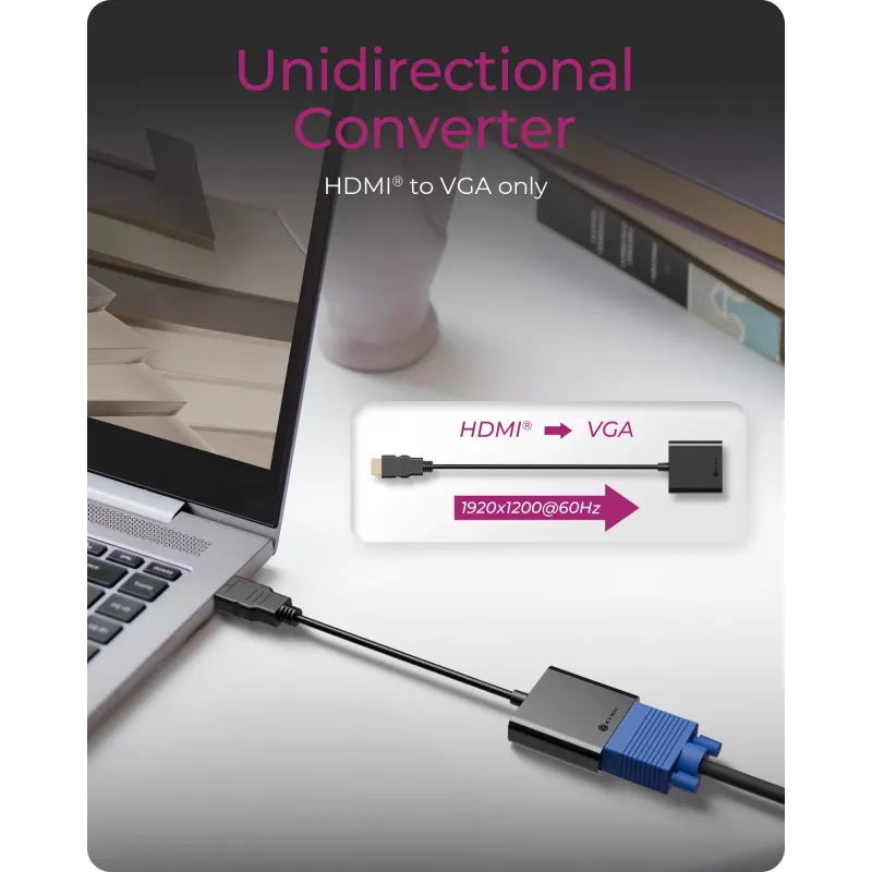 HDMI-VGA-sovitin IcyBox IB-AC502a — HDMI A (uros) VGA (naaras) -sovitin