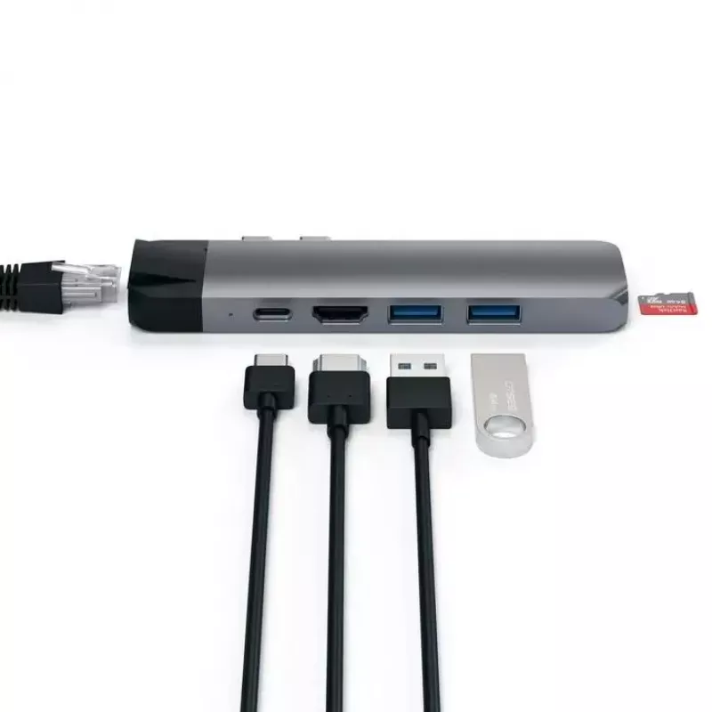 Satechi Type-C Pro Hub, 4K HDMI ja Ethernet, space gray (ST-TCPHEM)