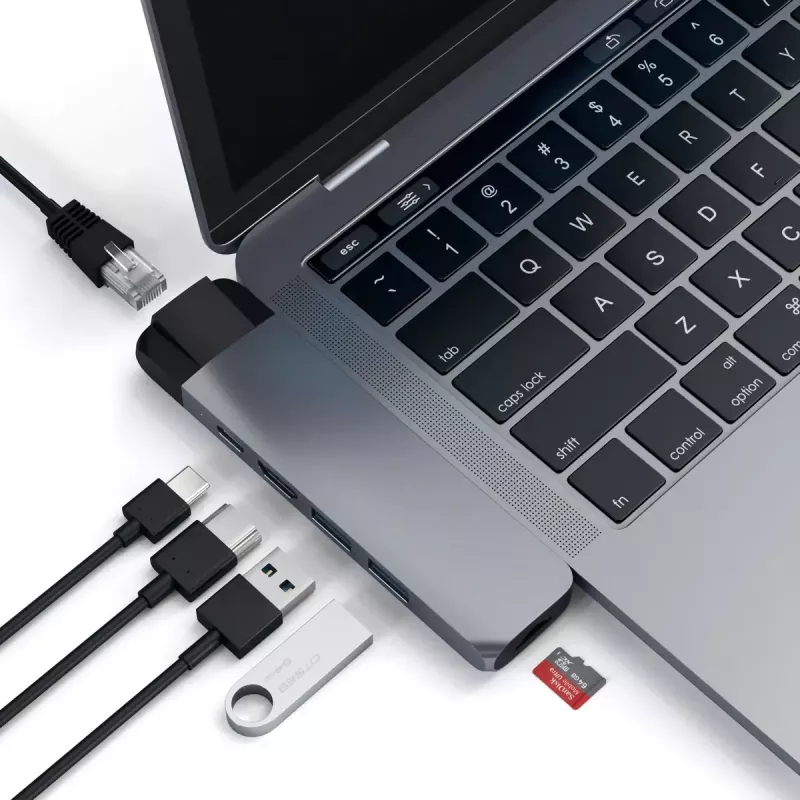 Satechi Type-C Pro Hub, 4K HDMI ja Ethernet, space gray (ST-TCPHEM)