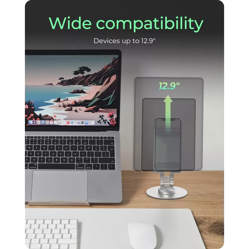 Älypuhelin- ja tablettiteline icybox IB-TH201-R — 360° kääntyvä teline puhelimille ja tableteille