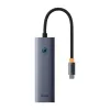 Baseus 4in1-keskitin UltraJoy USB-C–USB 3.0 harmaa kaapeli