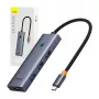 Baseus 4in1-keskitin UltraJoy USB-C–USB 3.0 harmaa kaapeli