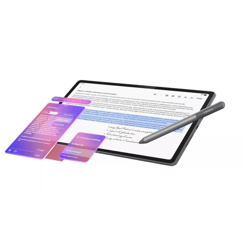 Lenovo Idea Tab Plus ZAG70201SE tabletti, 12,1 tuumaa (30,7 cm) IPS, 8 GB RAM, 256 GB, Wi-Fi, Android 15, kynällä, harmaa