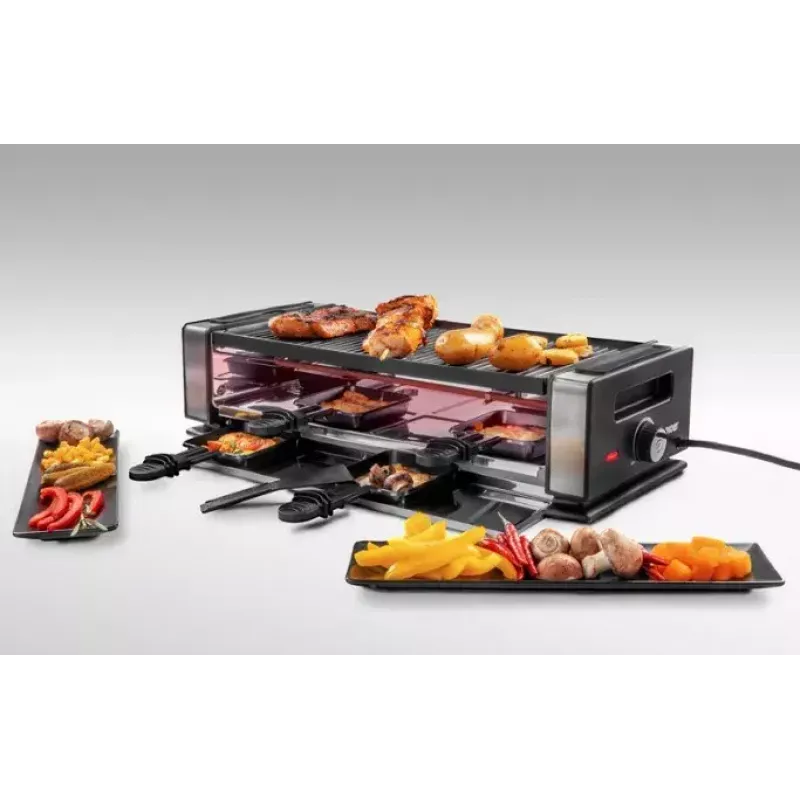 Raclette-grilli Unold Delice Basic 1200 W 8 henkilölle musta ruostumaton teräs
