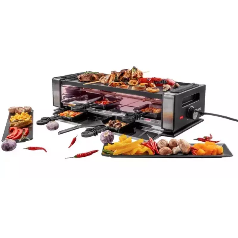 Raclette-grilli Unold Delice Basic 1200 W 8 henkilölle musta ruostumaton teräs