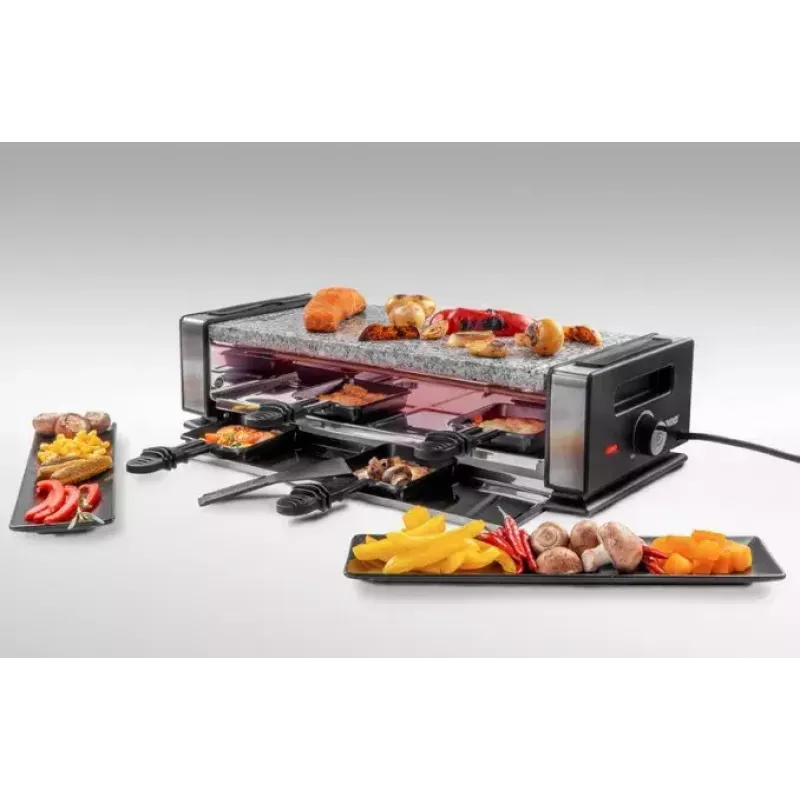 Raclette-grilli Unold Delice Basic 1200 W 8 henkilölle musta ruostumaton teräs