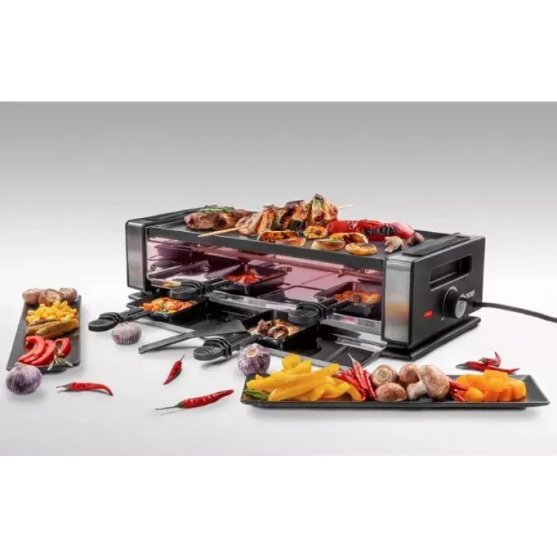 Raclette-grilli Unold Delice Basic 1200 W 8 henkilölle musta ruostumaton teräs