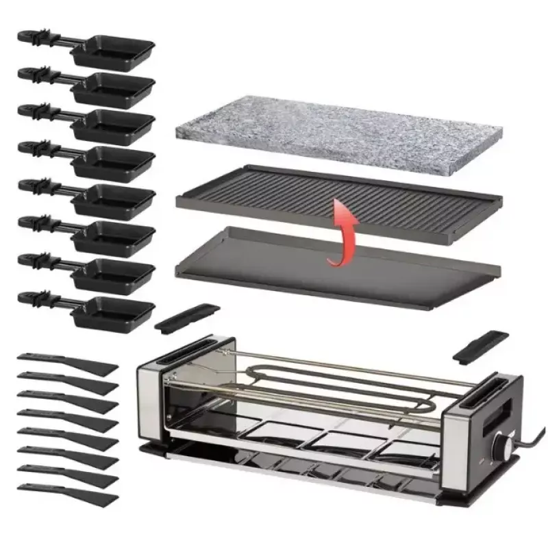 Raclette-grilli Unold Delice Basic 1200 W 8 henkilölle musta ruostumaton teräs