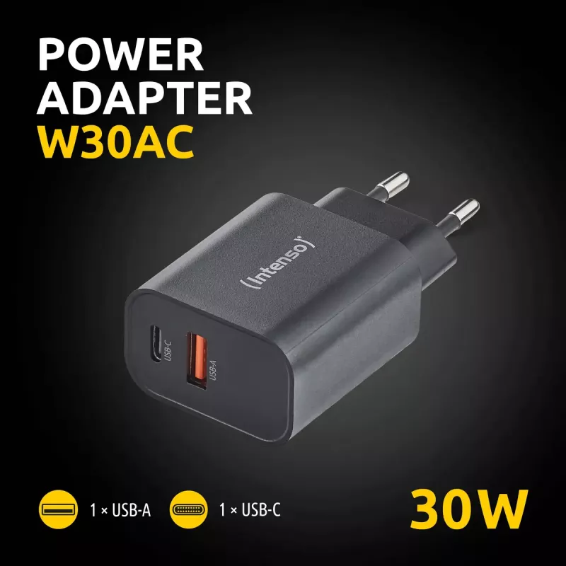 Virtalähde Intenso W30AC 30 W USB-A USB-C musta